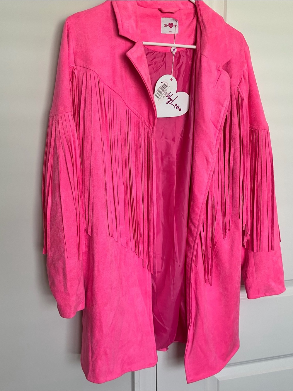 Buddy Love Hot Pink Fringe Suede Blazer